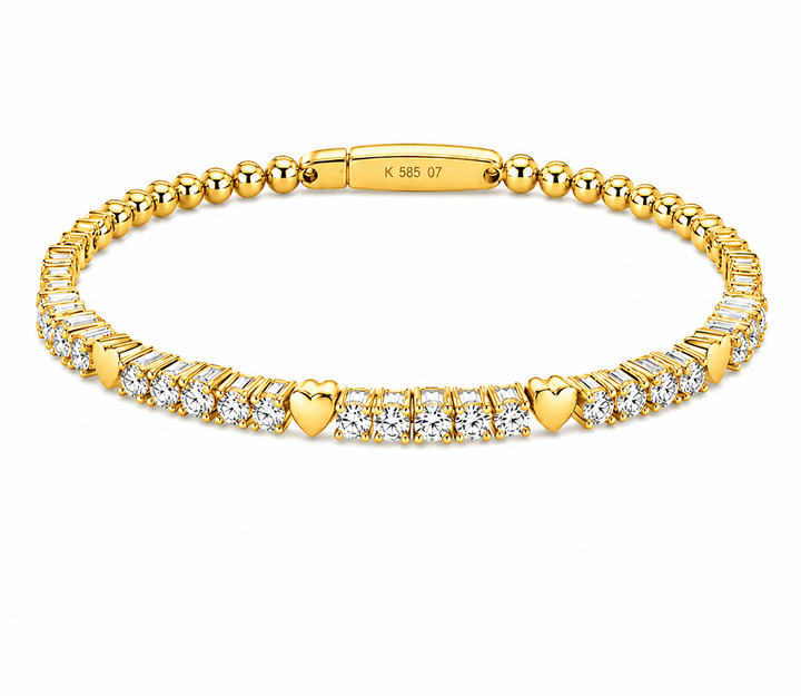 1.35 Ctw Lab Grown Diamond Flex Bangle in 925 Yellow Gold Plated