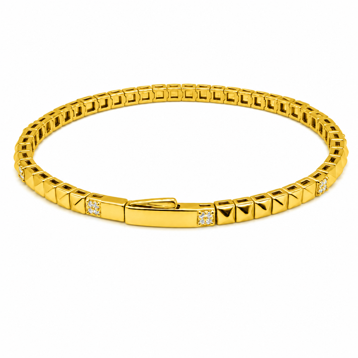 1.00 Ctw Lab Grown Diamond Flex Bangle in 925 Yellow Gold Plated