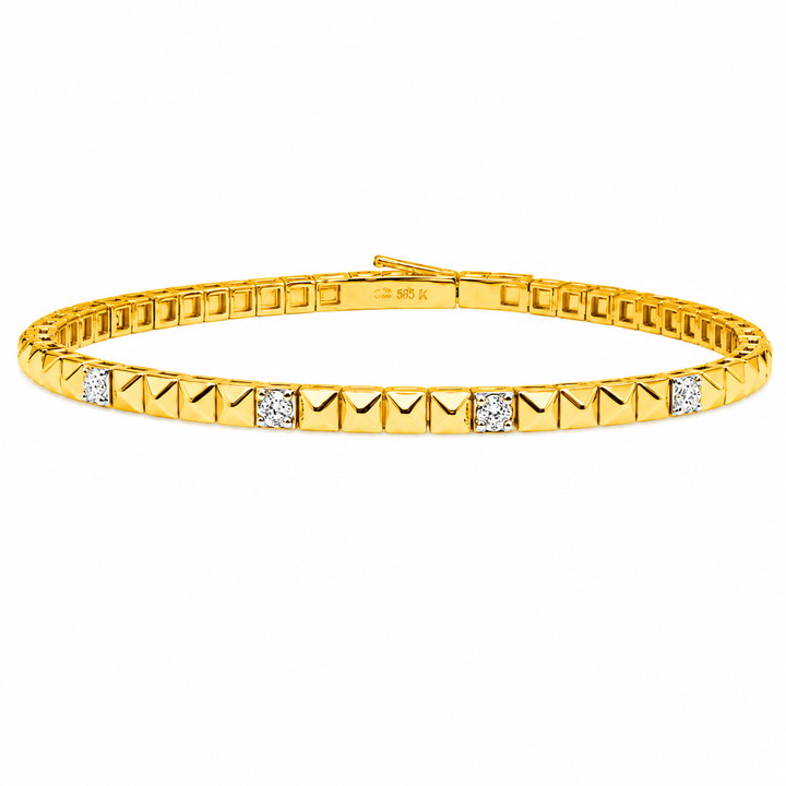 1.00 Ctw Lab Grown Diamond Flex Bangle in 925 Yellow Gold Plated