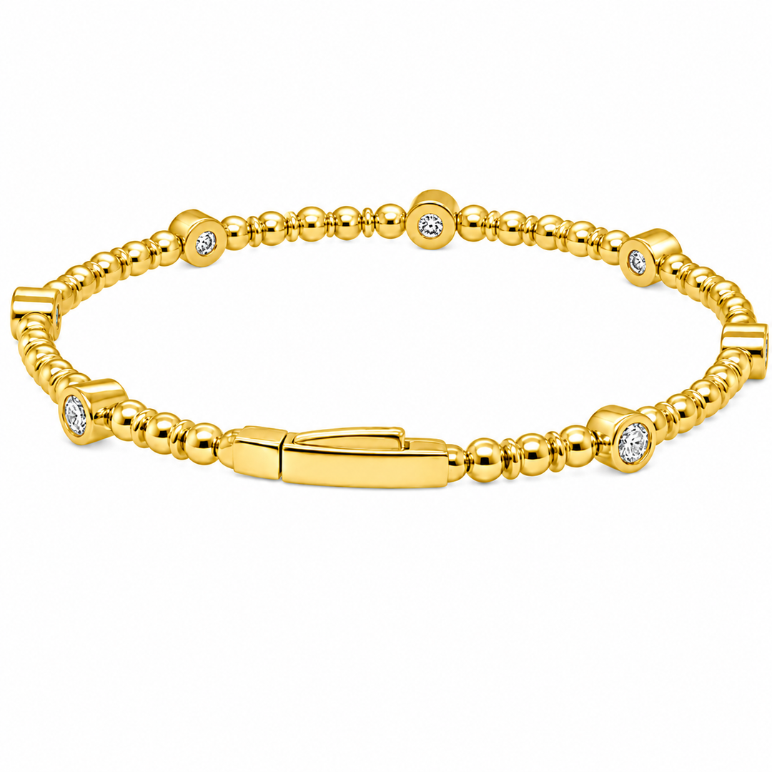 1.69 Ctw Lab Grown Diamond Flex Bangle in 925 Yellow Gold Plated