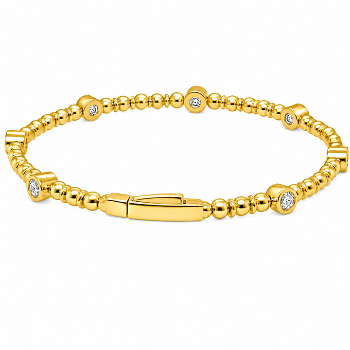 1.69 Ctw Lab Grown Diamond Flex Bangle in 925 Yellow Gold Plated