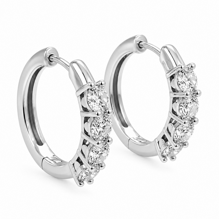 1.98 Ctw Lab Grown Diamond Hoop Earring in 925 Platinum Plated