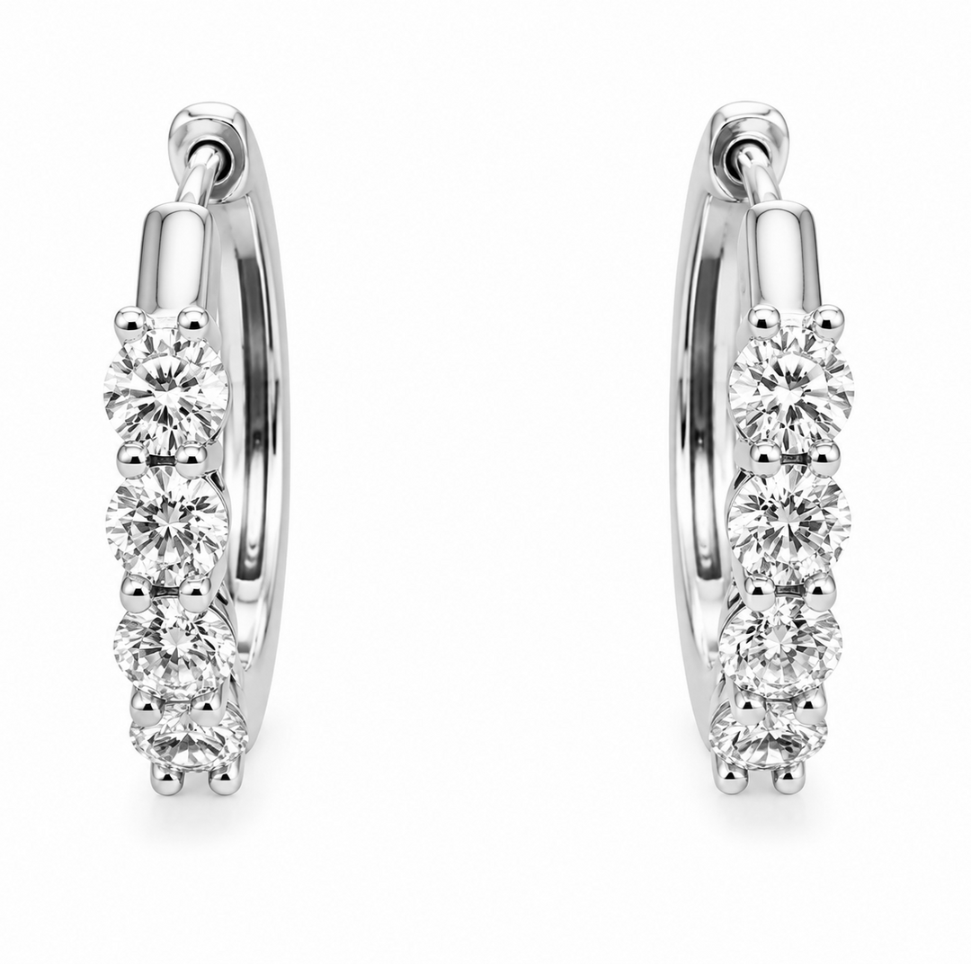 1.98 Ctw Lab Grown Diamond Hoop Earring in 925 Platinum Plated