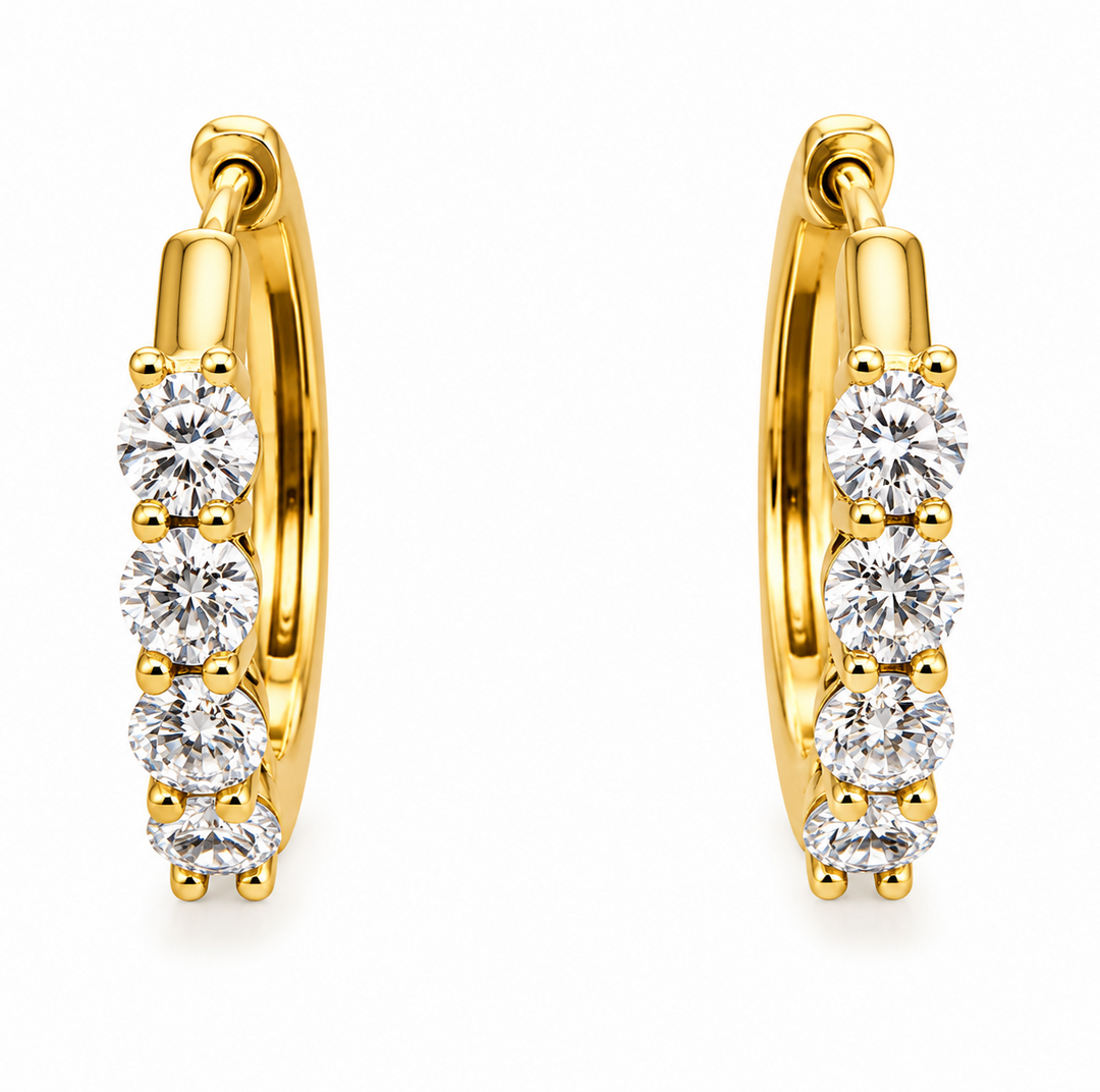 1.98 Ctw Lab Grown Diamond Hoop Earring in 925 Yellow Gold Plated
