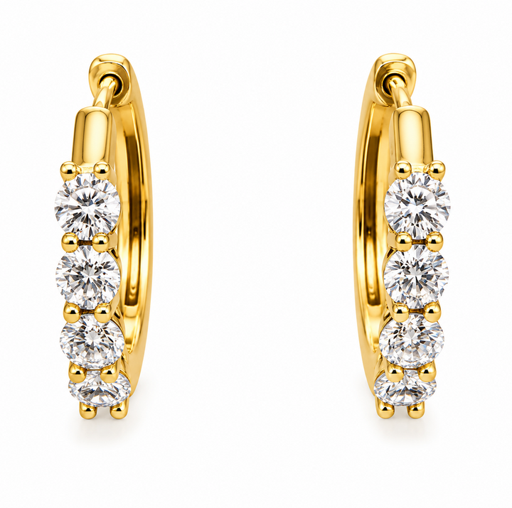 1.98 Ctw Lab Grown Diamond Hoop Earring in 925 Yellow Gold Plated