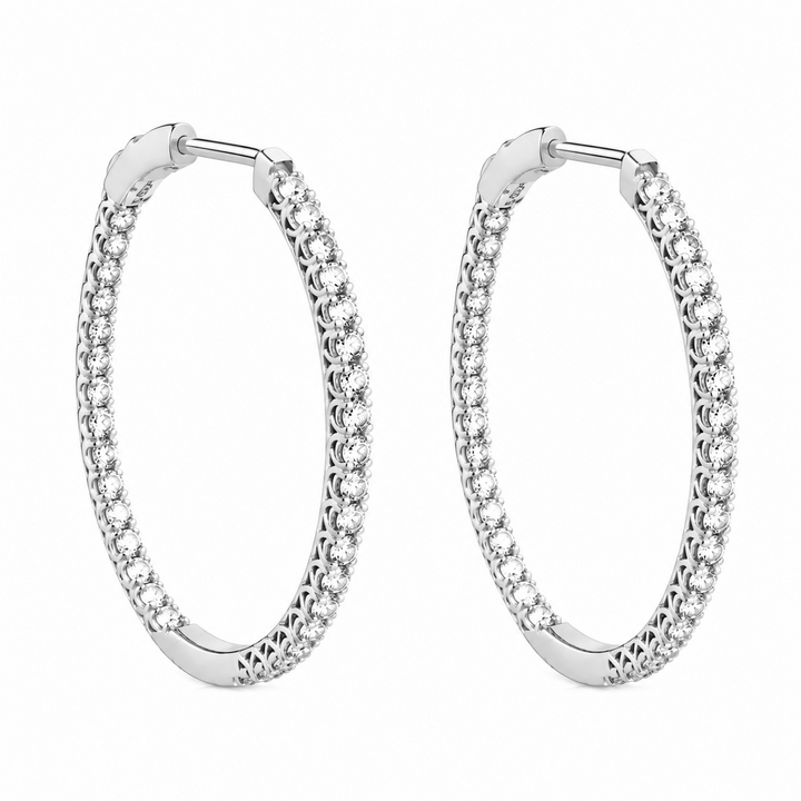 3.00 Ctw Lab Grown Diamond Hoop Earring in 925 Platinum Plated