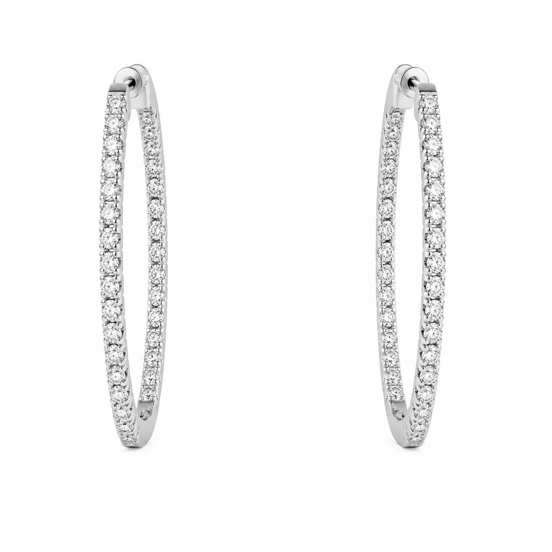3.00 Ctw Lab Grown Diamond Hoop Earring in 925 Platinum Plated
