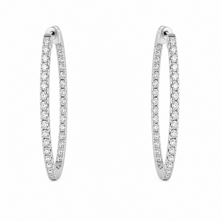 3.00 Ctw Lab Grown Diamond Hoop Earring in 925 Platinum Plated