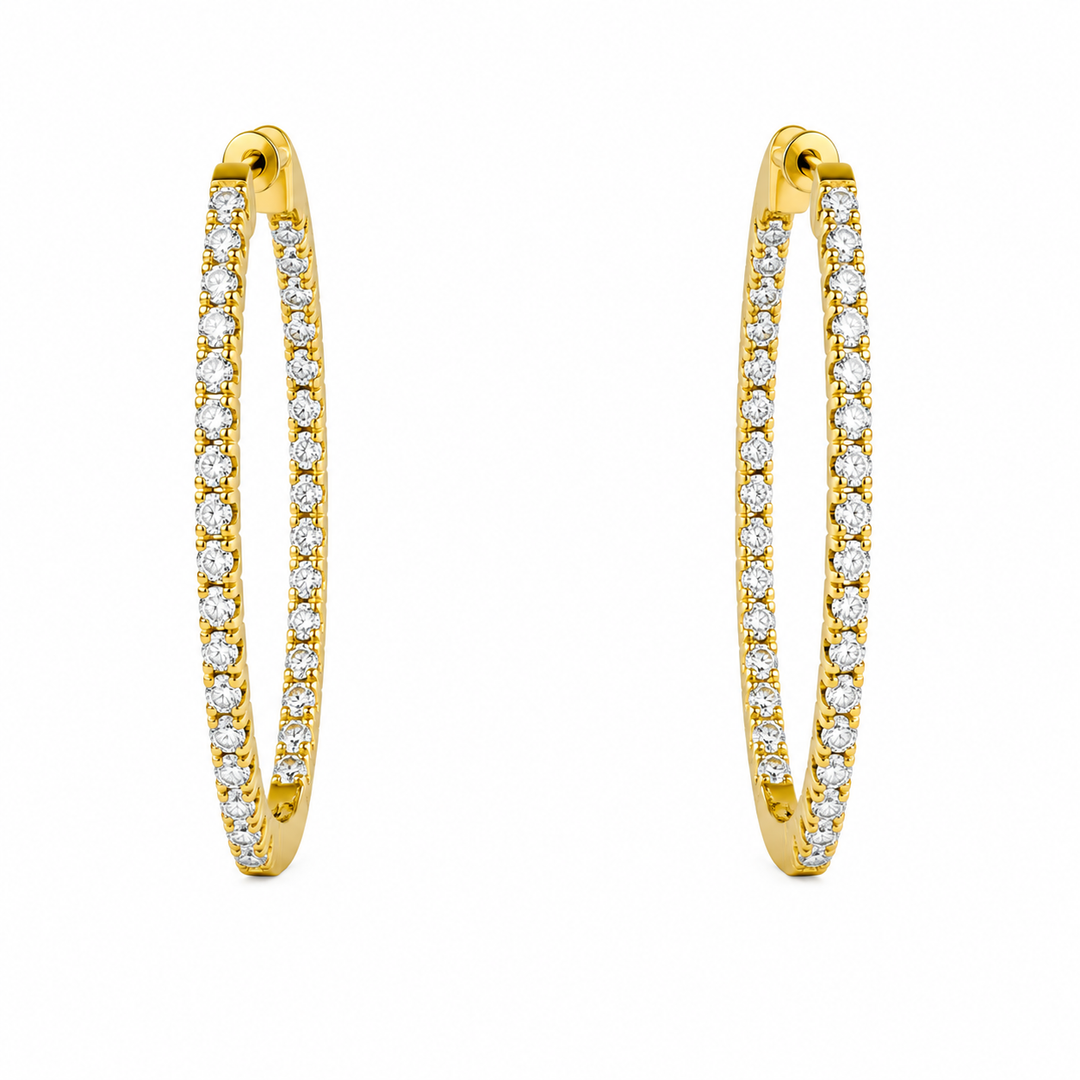 3.00 Ctw Lab Grown Diamond Hoop Earring in 925 Yellow Gold Plated