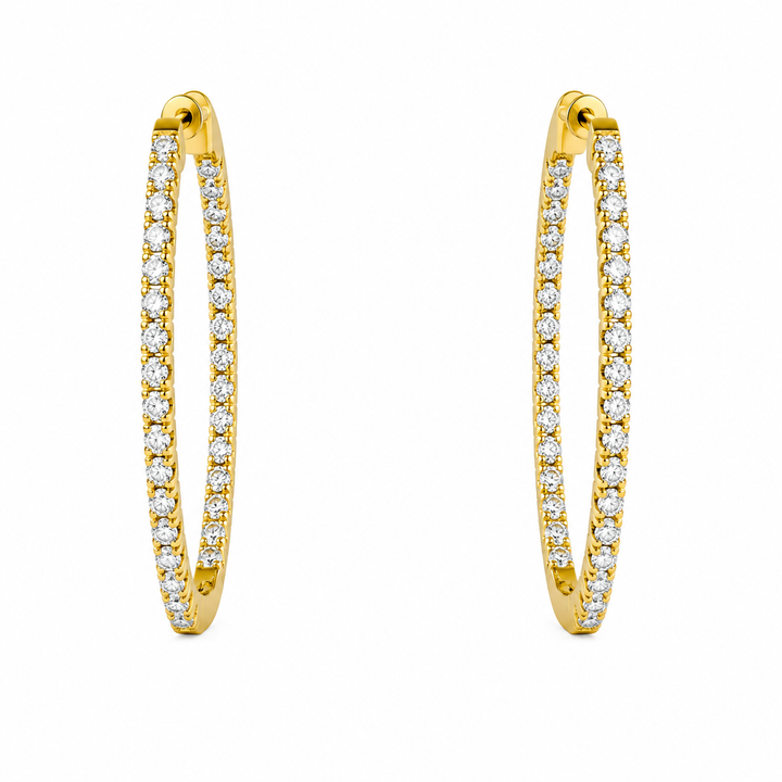 3.00 Ctw Lab Grown Diamond Hoop Earring in 925 Yellow Gold Plated