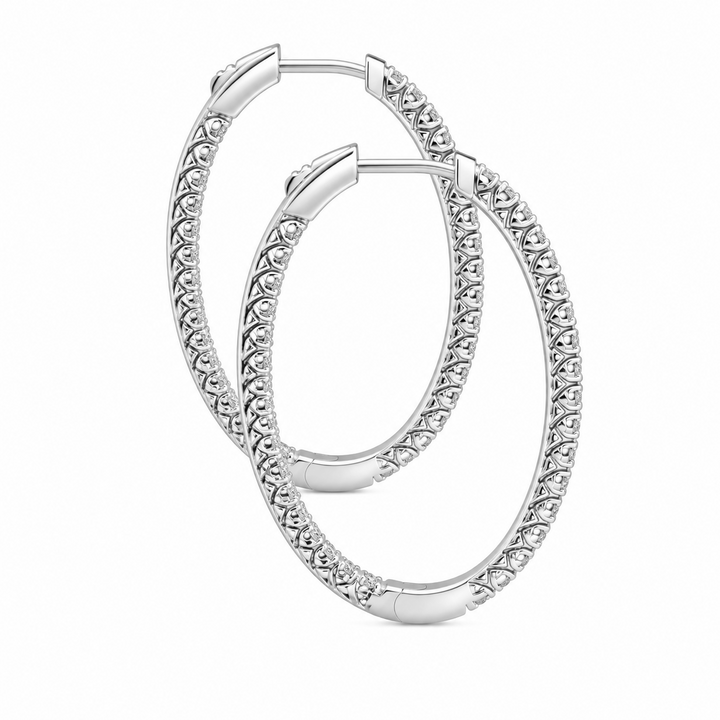 3.00 Ctw Lab Grown Diamond Hoop Earring in 925 Platinum Plated