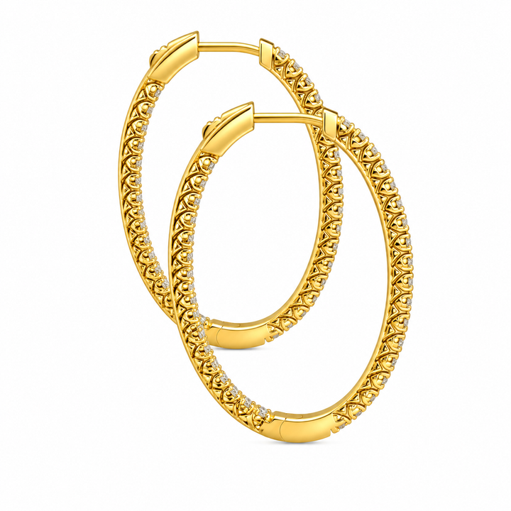 3.00 Ctw Lab Grown Diamond Hoop Earring in 925 Yellow Gold Plated