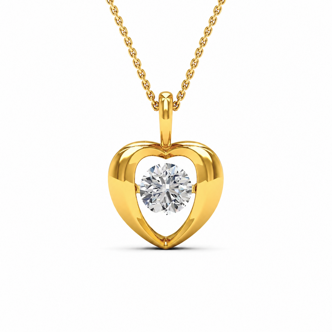 1.25 Ctw Lab Grown Diamond Heart Pendant in 925 Yellow Gold Plated