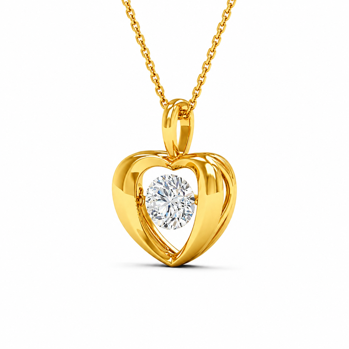 1.25 Ctw Lab Grown Diamond Heart Pendant in 925 Yellow Gold Plated