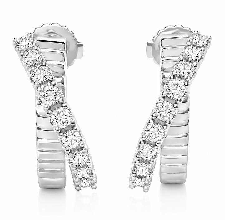 0.94 Ctw Lab Grown Diamond Earring in 925 Platinum Plated