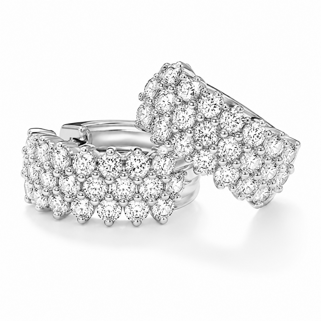 2.07 Ctw Lab Grown Diamond Hoop Earring in 925 Platinum Plated