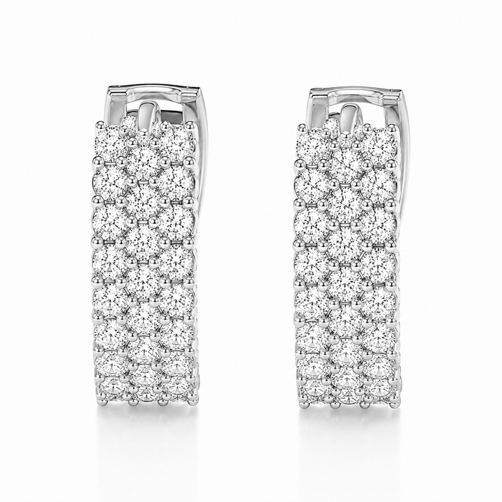 2.07 Ctw Lab Grown Diamond Hoop Earring in 925 Platinum Plated