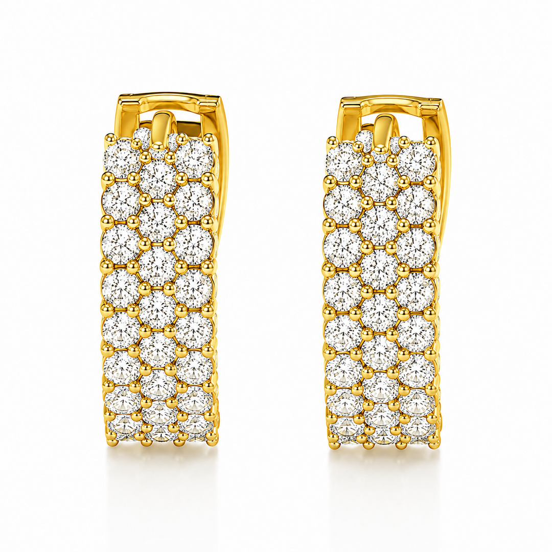 2.07 Ctw Lab Grown Diamond Hoop Earring in 925 Yellow Gold Plated