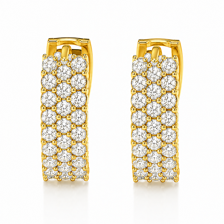 2.07 Ctw Lab Grown Diamond Hoop Earring in 925 Yellow Gold Plated