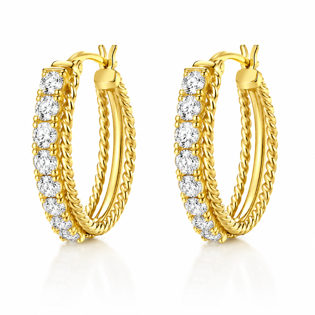 0.97 Ctw Lab Grown Diamond Hoop Earring in 925 Yellow Gold Plated