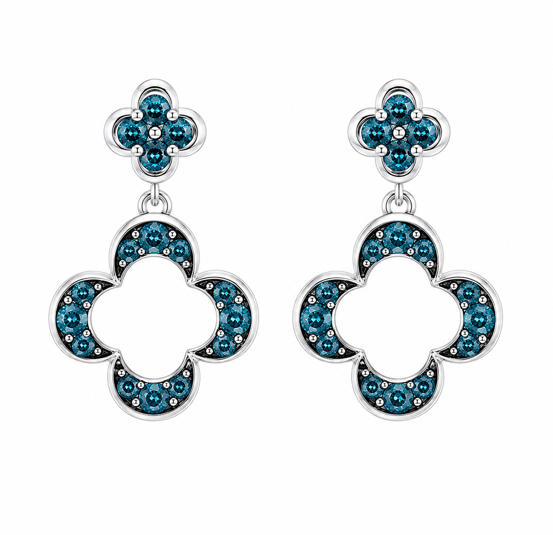 0.46 Ctw Blue Lab Grown Diamond Earring in 925 Two Tone