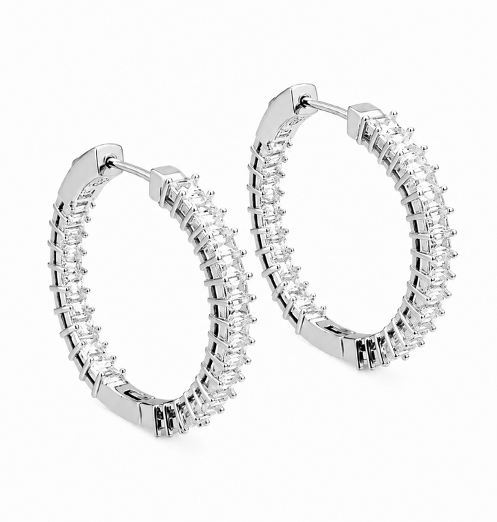 4.50 DEW Moissanite Hoop Earring in 925 Platinum Plated