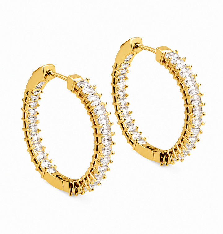 4.50 DEW Moissanite Hoop Earring in 925 Yellow Gold Plated