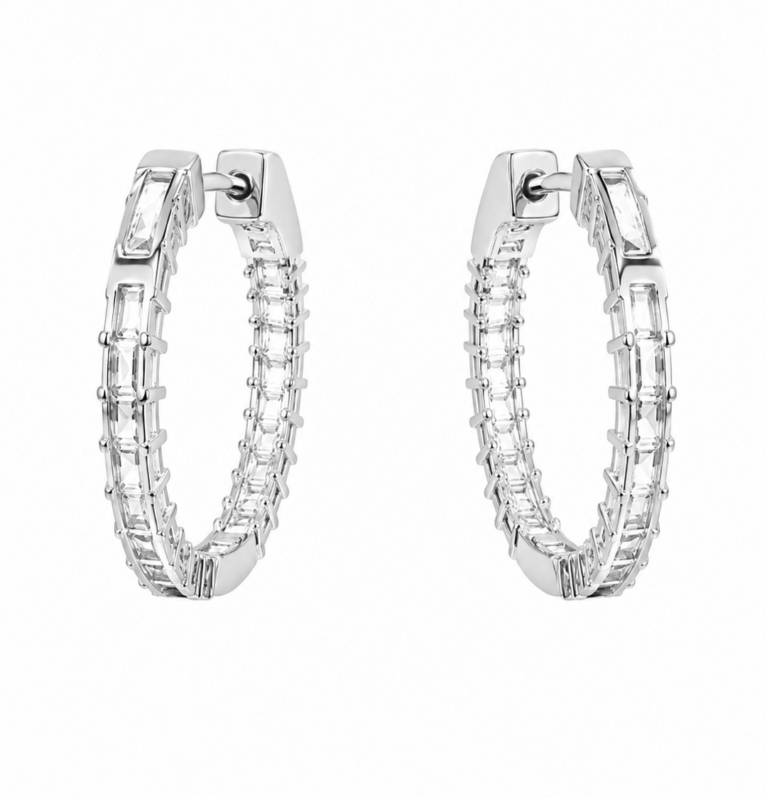 4.50 DEW Moissanite Hoop Earring in 925 Platinum Plated