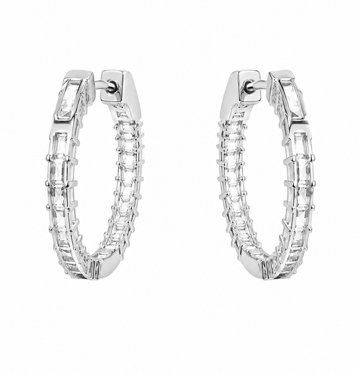 4.50 DEW Moissanite Hoop Earring in 925 Platinum Plated