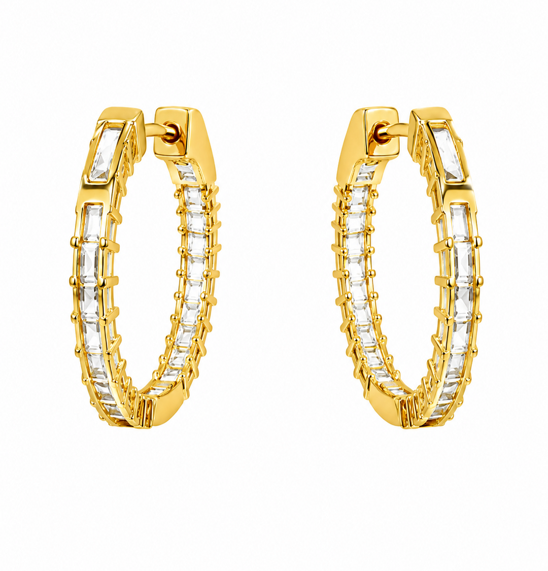 4.50 DEW Moissanite Hoop Earring in 925 Yellow Gold Plated