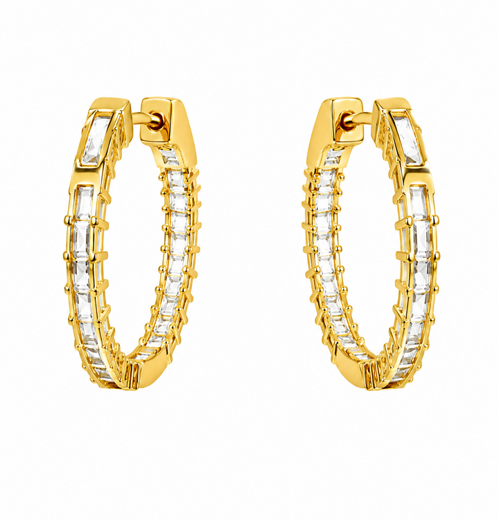 4.50 DEW Moissanite Hoop Earring in 925 Yellow Gold Plated