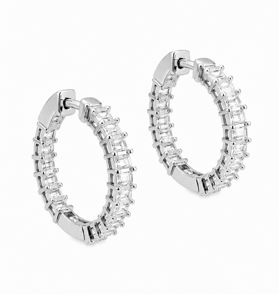 3.10 DEW Moissanite Hoop Earring in 925 Platinum Plated