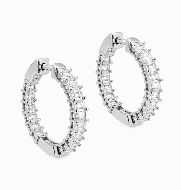 3.10 DEW Moissanite Hoop Earring in 925 Platinum Plated