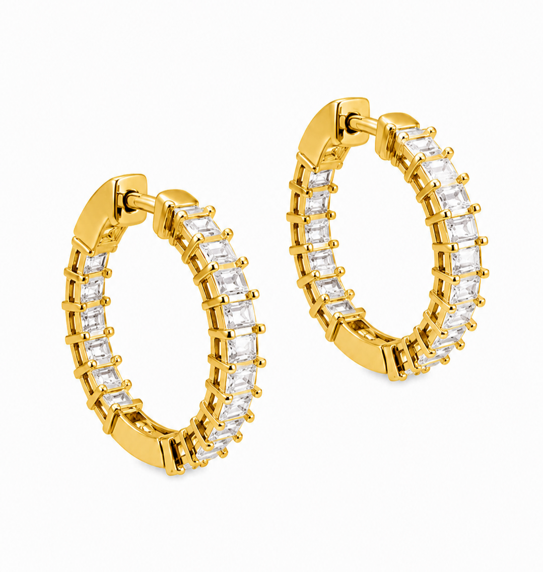 3.10 DEW Moissanite Hoop Earring in 925 Yellow Gold Plated