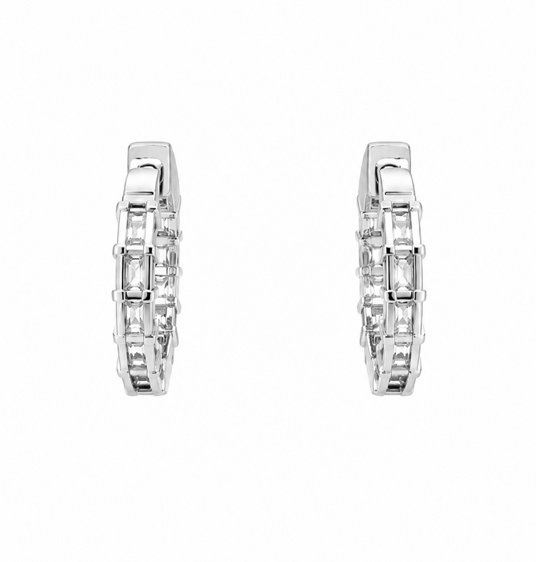 3.10 DEW Moissanite Hoop Earring in 925 Platinum Plated