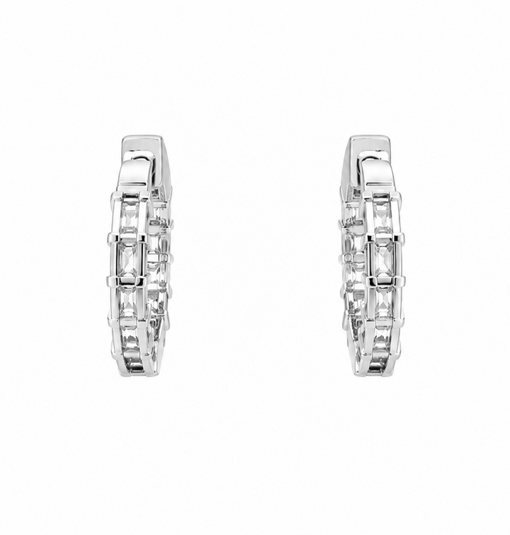 3.10 DEW Moissanite Hoop Earring in 925 Platinum Plated