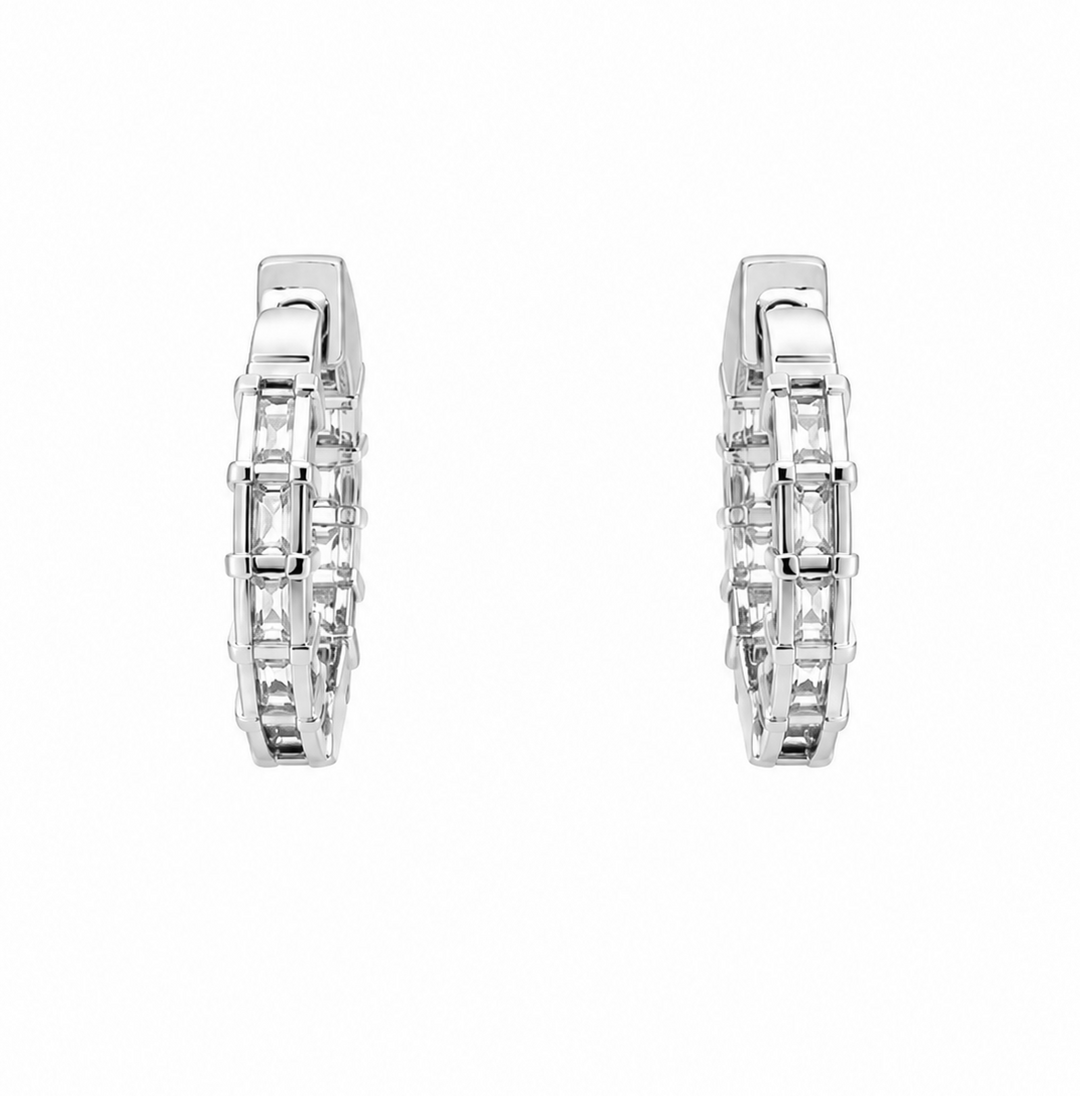 6.70 DEW Moissanite Hoop Earring in 925 Platinum Plated