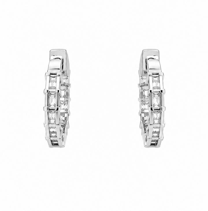 6.70 DEW Moissanite Hoop Earring in 925 Platinum Plated