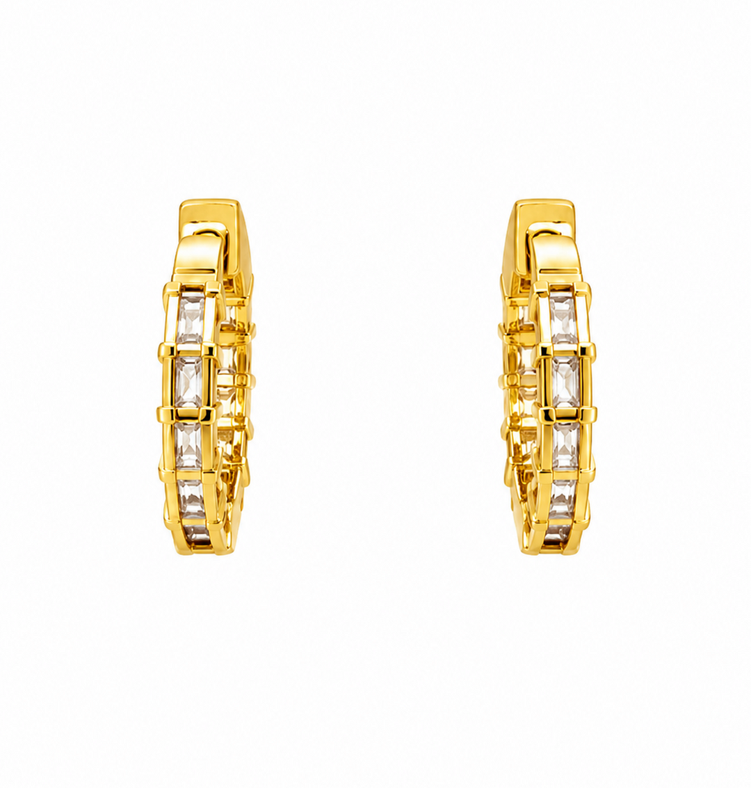 3.10 DEW Moissanite Hoop Earring in 925 Yellow Gold Plated