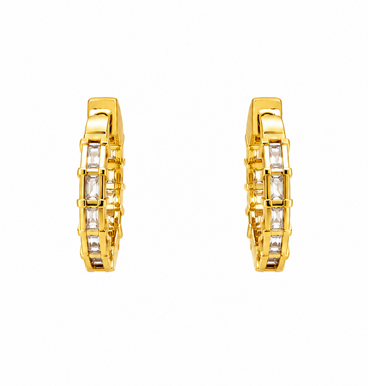 3.10 DEW Moissanite Hoop Earring in 925 Yellow Gold Plated