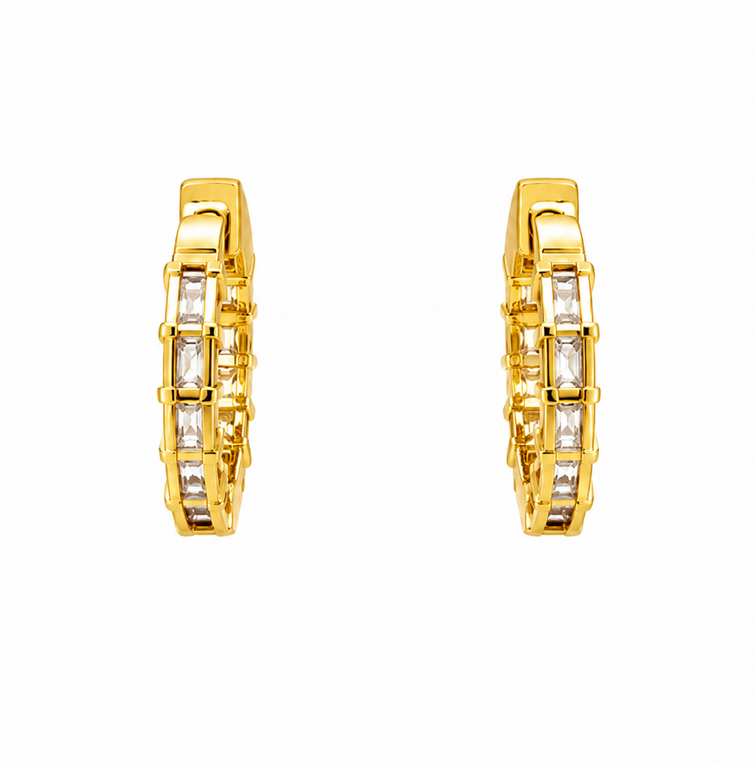 6.70 DEW Moissanite Hoop Earring in 925 Yellow Gold Plated