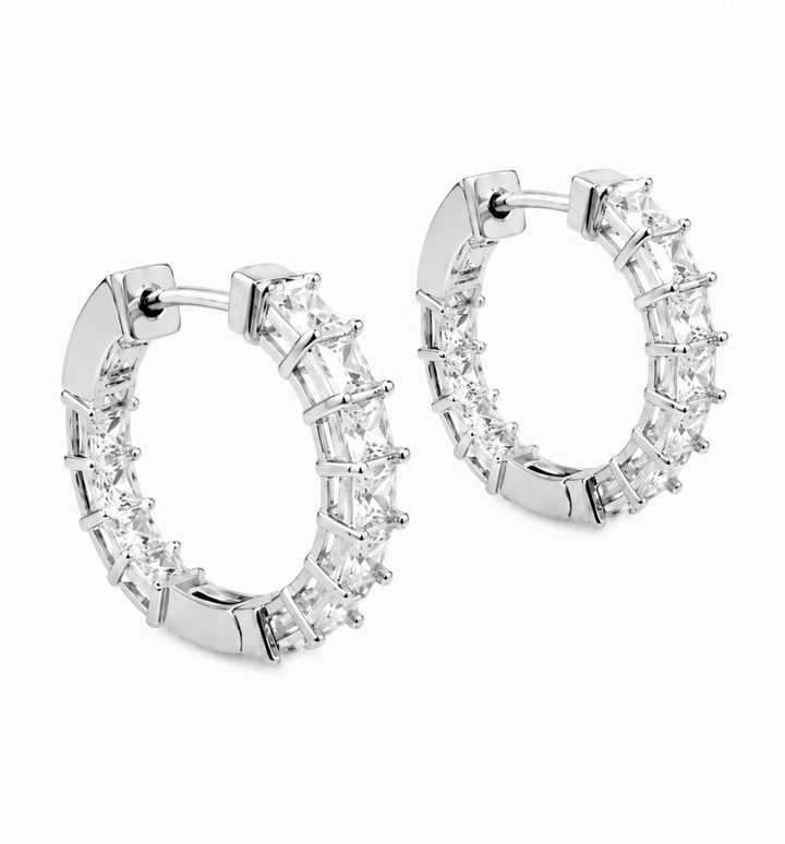 6.70 DEW Moissanite Hoop Earring in 925 Platinum Plated