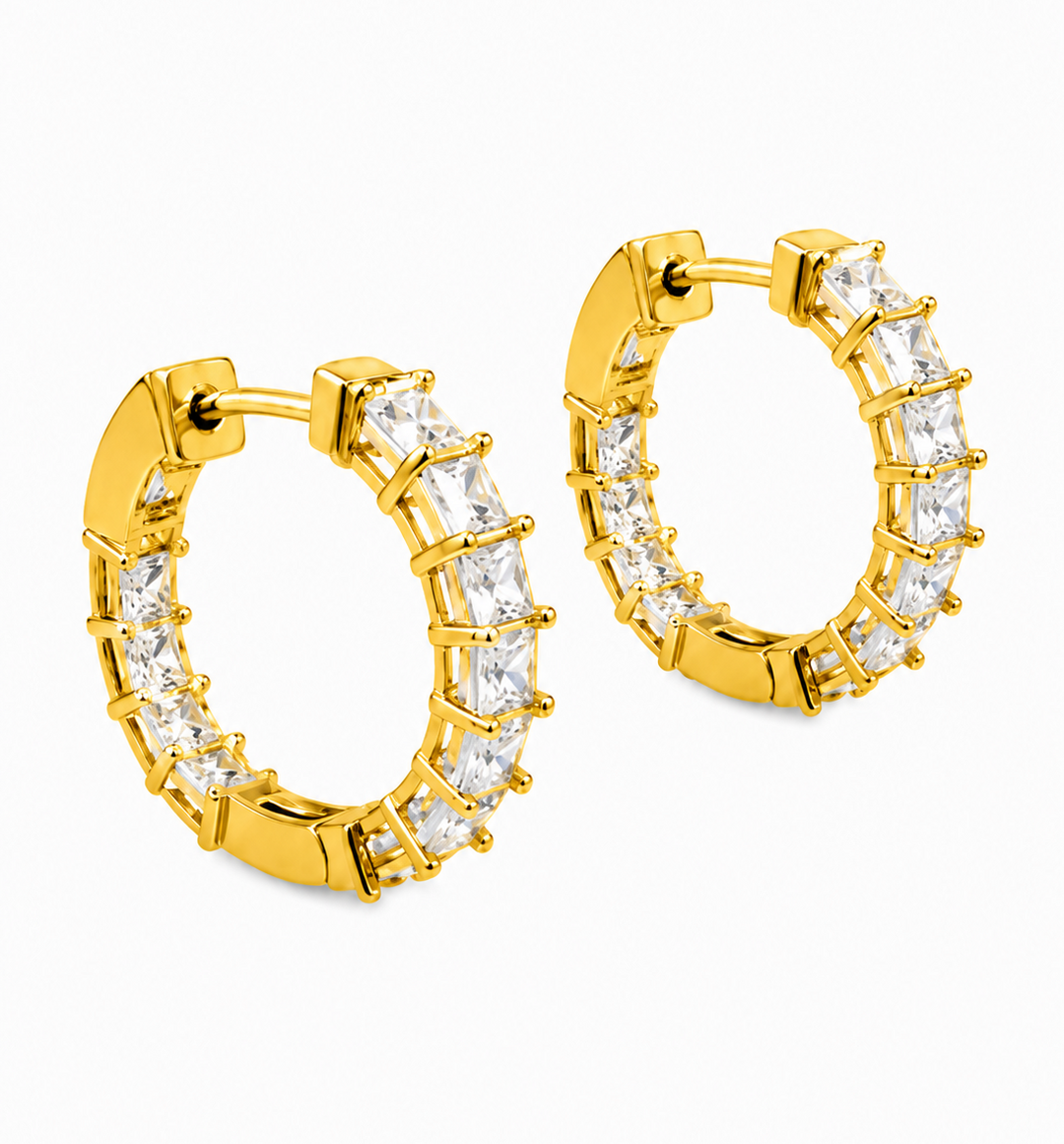 6.70 DEW Moissanite Hoop Earring in 925 Yellow Gold Plated