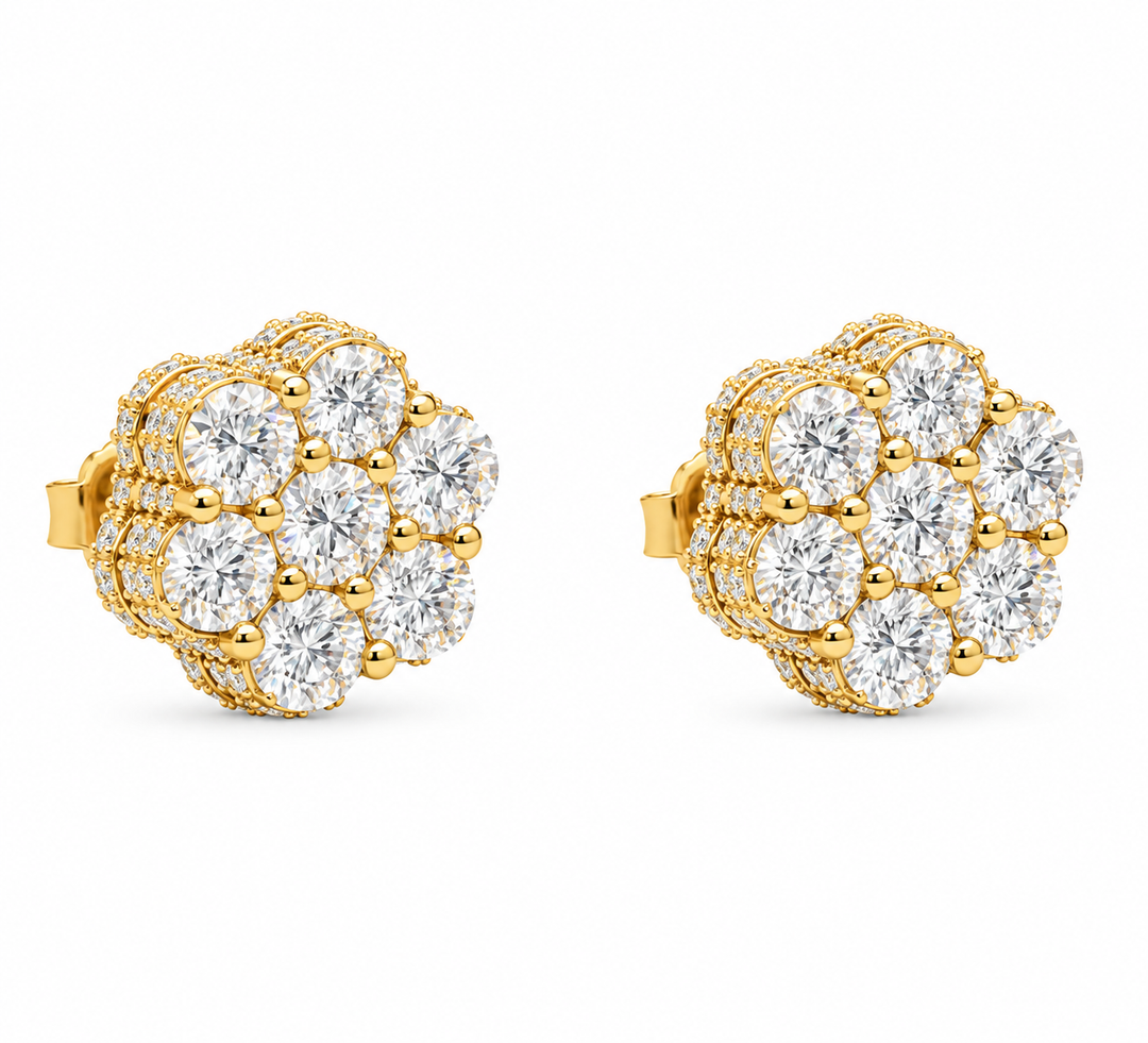 0.45 DEW Moissanite Earring in 925 Yellow Gold Plated