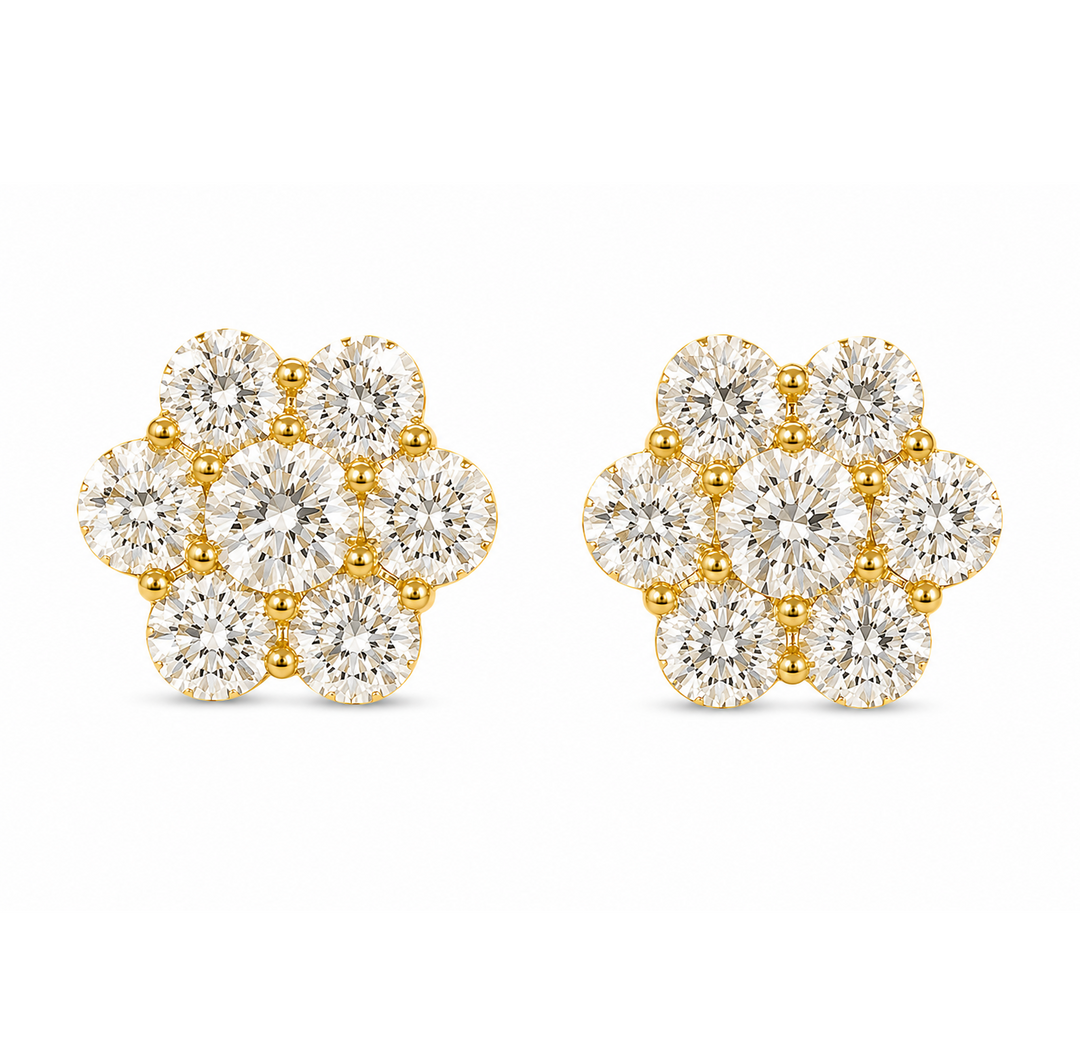 8.00 DEW Moissanite Earring in 925 Yellow Gold Plated