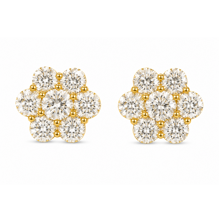 8.00 DEW Moissanite Earring in 925 Yellow Gold Plated