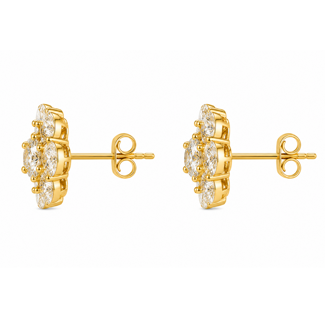 8.00 DEW Moissanite Earring in 925 Yellow Gold Plated