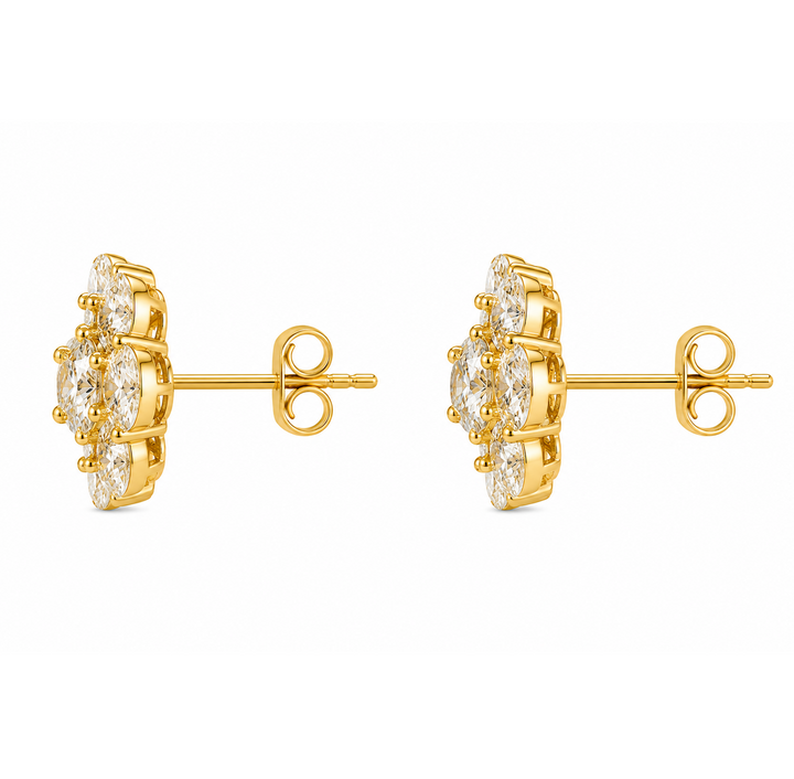 8.00 DEW Moissanite Earring in 925 Yellow Gold Plated