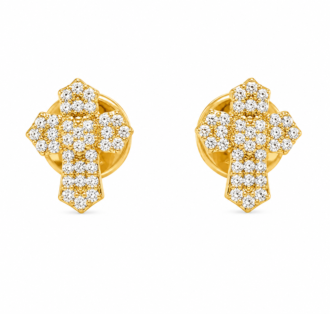 0.30 DEW Moissanite Earring in 925 Yellow Gold Plated