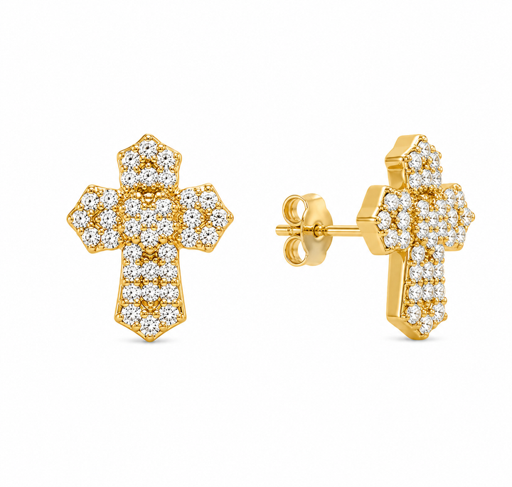 0.30 DEW Moissanite Earring in 925 Yellow Gold Plated